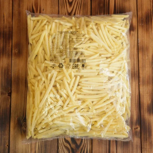 Semi-finished product. Frozen French fries, 7x7 section