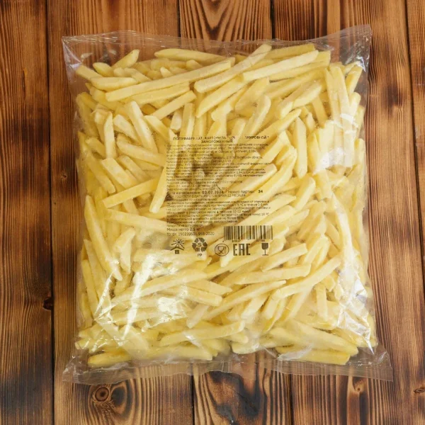 Semi-finished product. Frozen French fries with breading, 10x10 cross-section