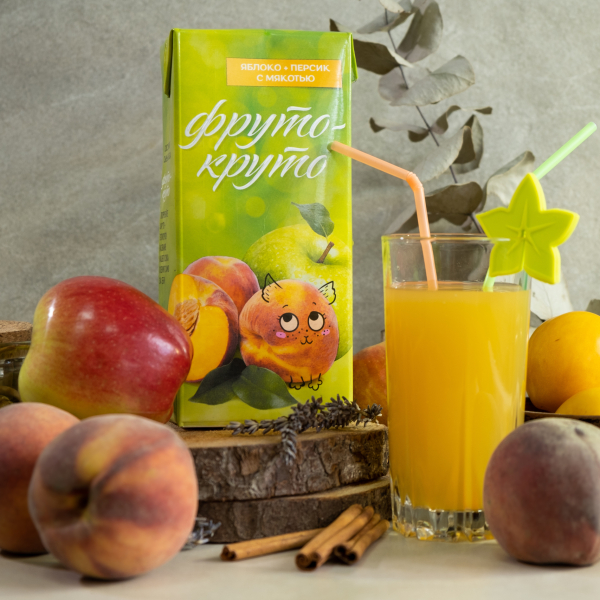Apple-peach nectar for baby food for preschool and school-age children