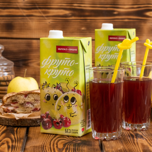 Apple-cherry juice for baby food for preschool and school-age children